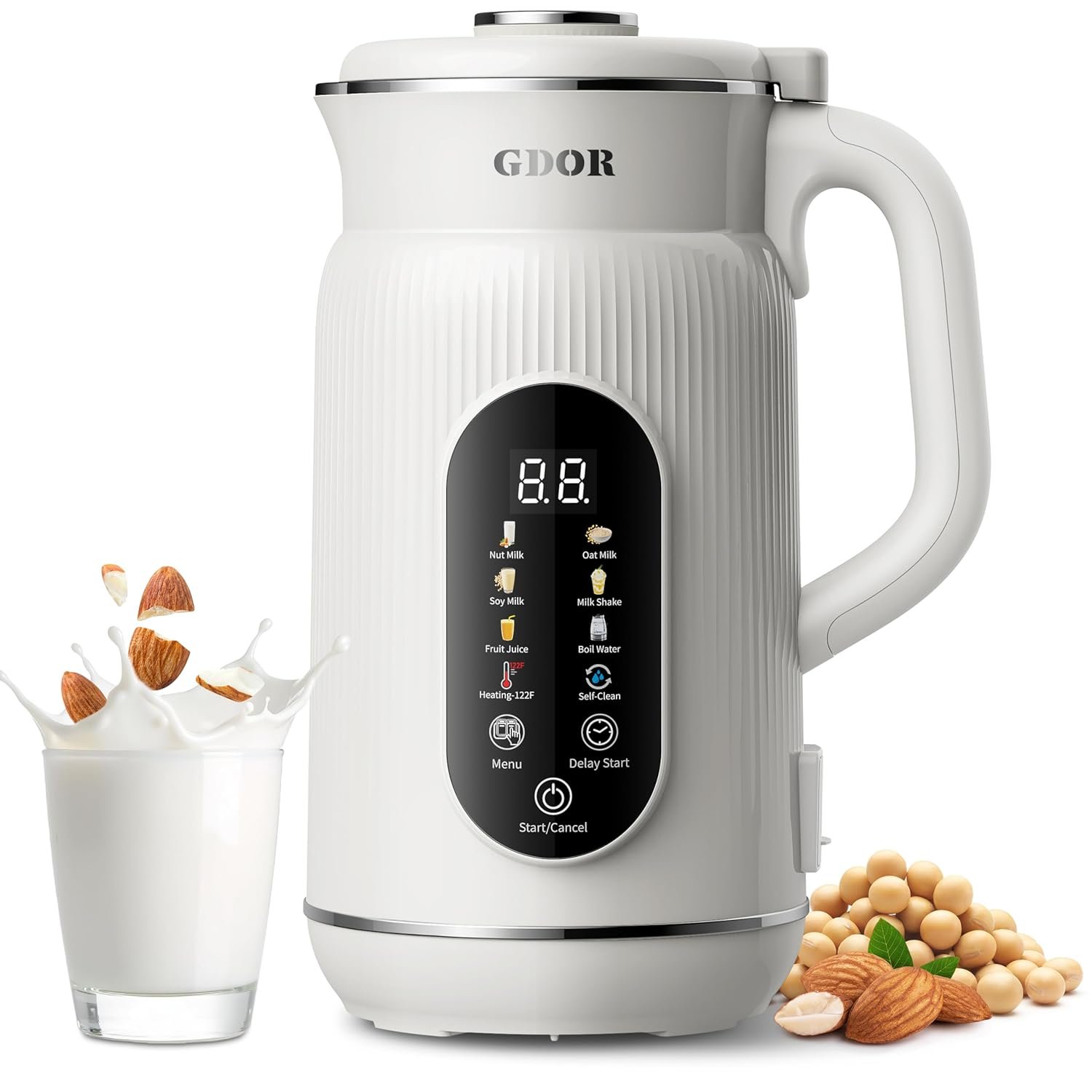 GDOR Smart Nut Milk Maker — 4.8★ Plant-Milk Power for $59.99 gdor-42oz-smart-nut-milk-maker-9-in-1-plant-milk-machine-for-almond-oat-soy-juice-smoothie-large-touch-display-blender-with-keep-warm-boil-water-12h-delay-and-self-cleaning