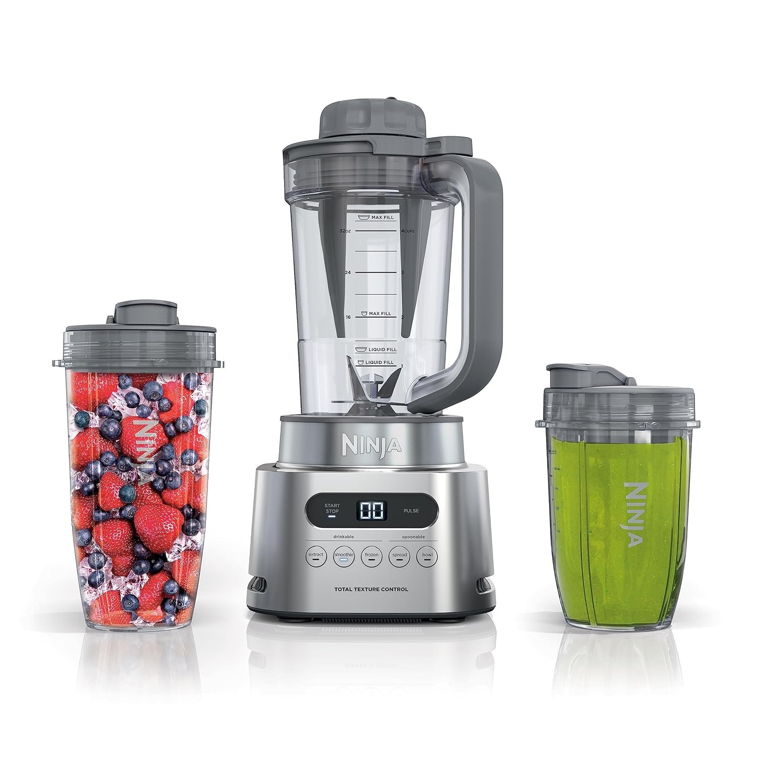 Ninja TWISTi DUO: 1600W Power for Quick Smoothies & To-Go Cups ninja-ss151-twisti-blender-duo-high-speed-1600-wp-smoothie-maker-nutrient-extractor-5-functions-smoothie-spreads-more-smarttorque-34-oz-pitcher-2-to-go-cups-gray